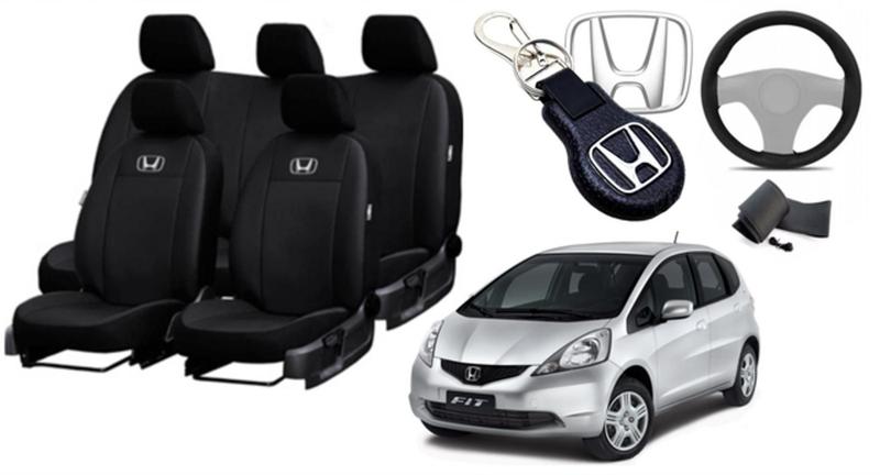 Imagem de Capas Luxo Exclusivas Honda Fit 2003-2008 + Volante + Chaveiro