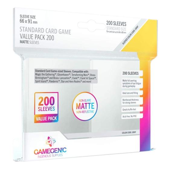 Imagem de Capas para Cartas Gamegenic Standard Matte - Pacote com 200 Unidades