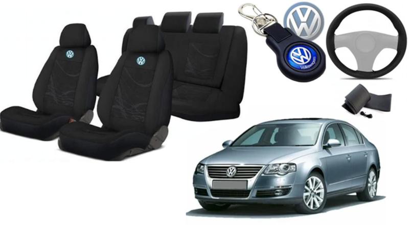 Imagem de Capas Premium: Bancos Passat 2005-2012 + Volante + Chaveiro Exclusivo VW