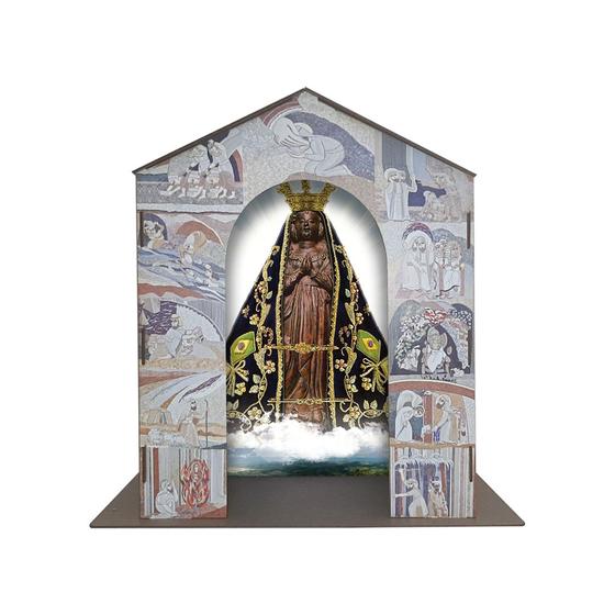 Imagem de Capela Oratório Nossa Senhora Aparecida 25x13x25 Mdf Madeira Adesivado