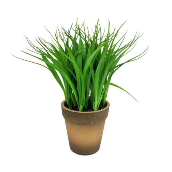 Imagem de Capim Verde Com Vaso 20X19Cm Folhagem Planta Artificial