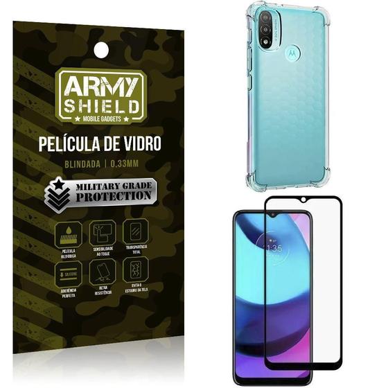 Imagem de Capinha Anti Impacto Moto E20 + Película De Vidro 3D - Army