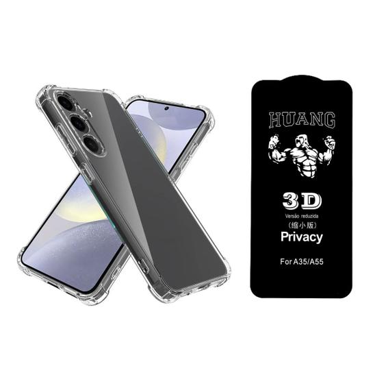 Imagem de Capinha Anti Impacto + Película De Vidro 3d Privacidade Para Samsung A55