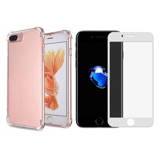 Imagem de Capinha Antichoque + Vidro 3D Branco Para Iphone 7 / 8 Plus