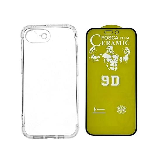 Imagem de Capinha Capa Case Anti Impacto e Pelicula de Ceramica Fosca 9d Compativel com iPhone 16e