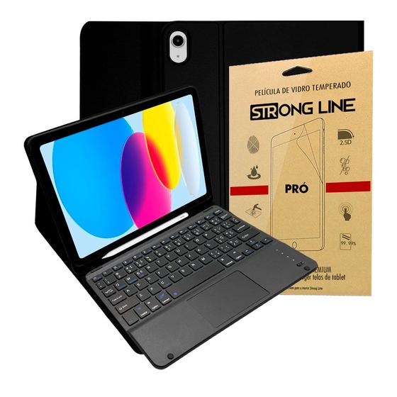 Imagem de Capinha Capa Compatível com Ipad 10 10.9 2022 Case com Teclado Sem Fio Touchpad Anti Impacto + Pelicula de Vidro