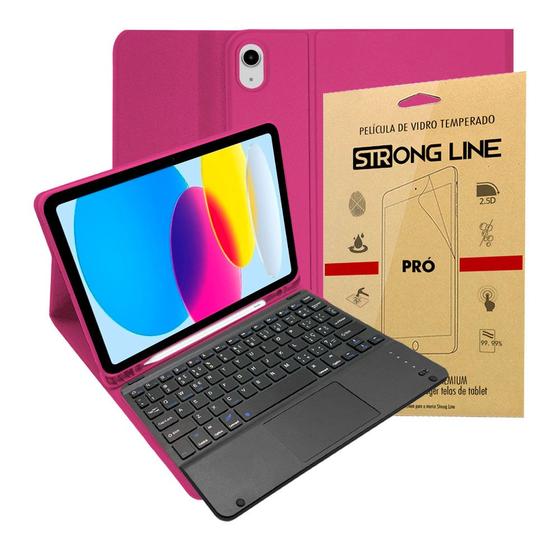 Imagem de Capinha Capa Compatível com Ipad 10 10.9 2022 Case com Teclado Sem Fio Touchpad Anti Impacto + Pelicula de Vidro