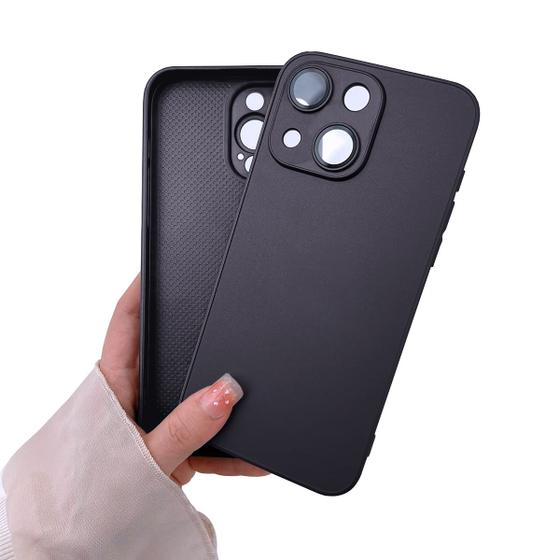 Imagem de Capinha Compatível com iPhone 13 Silicone Vidro Fosco com Proteção Camera Lentes de Safira