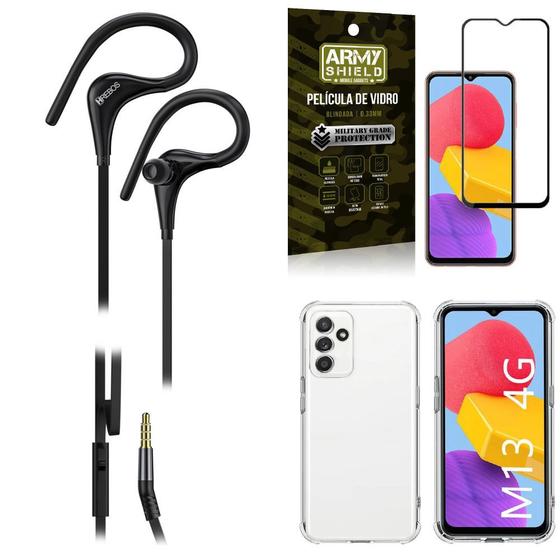 Imagem de Capinha Galaxy M13 + Fone de Ouvido Sport HS92 + Película Vidro 3D