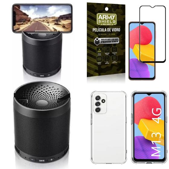 Imagem de Capinha Galaxy M13 + Som Bluetooth Potente Q3 + Película Vidro 3D