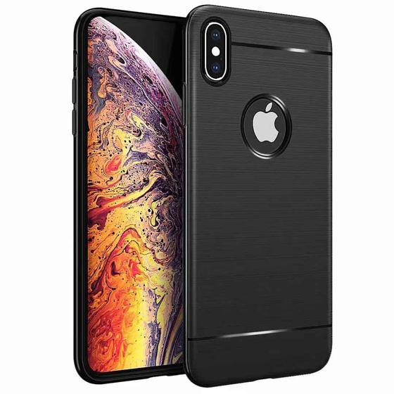 Imagem de Capinha Iphone XS MAX - Capa Compatível Iphone XS Max TPU Preto Escovado