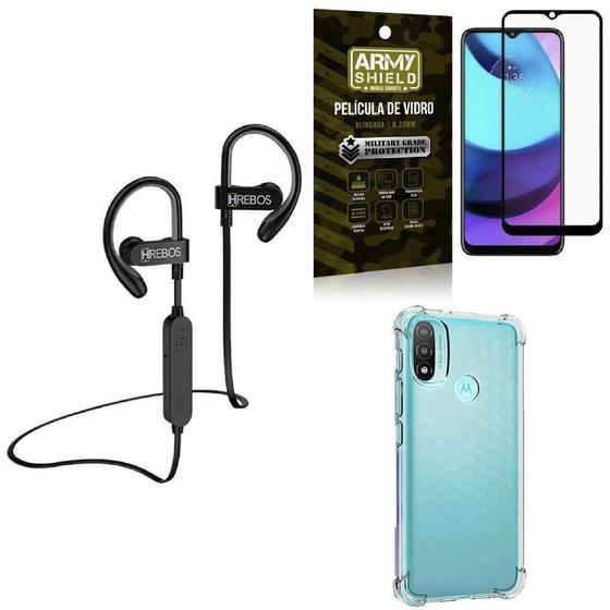 Imagem de Capinha Moto E20 + Fone Bluetooth Hs188 + Película 3D