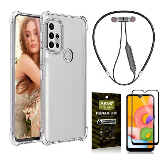 Imagem de Capinha  Moto G20 + Fone Bluetooth Neckband + Película 3D - Armyshield