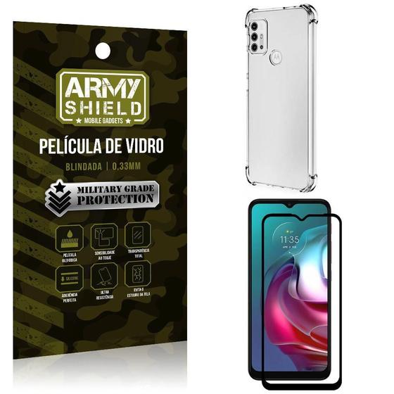 Imagem de Capinha Moto G30 Anti Impacto + Película Vidro 3D Armyshield