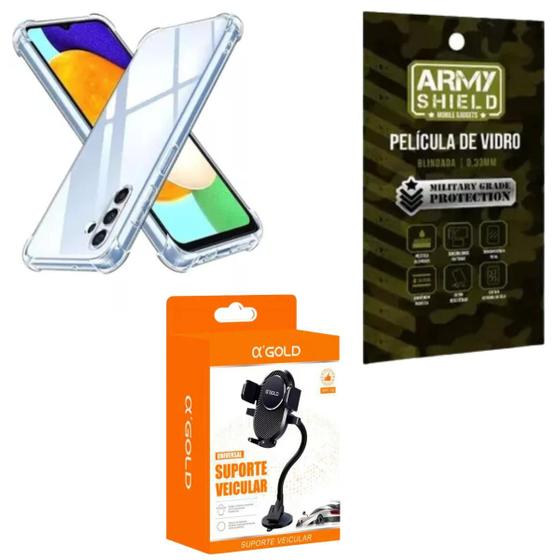 Imagem de Capinha para Galaxy M35 + Suporte Veicular + Pelicula de Vidro 3D - Armyshield