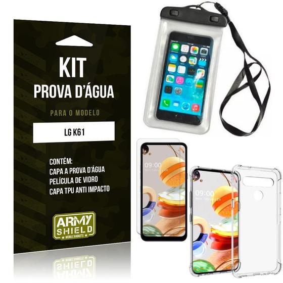 Imagem de Capinha Prova D'água LG K61 + Capinha Anti Impacto + Película - Armyshield