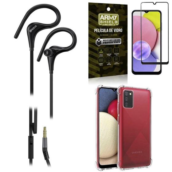 Imagem de Capinha Samsung A03S + Fone Sport Hs92 + Película 3D