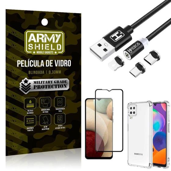 Imagem de Capinha Samsung A12 + Cabo Magnético 2M + Pelicula 3D Army