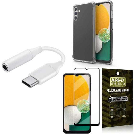 Imagem de Capinha Samsung A13 5g + adaptador Tipo C para Fone P2 + Película 3D