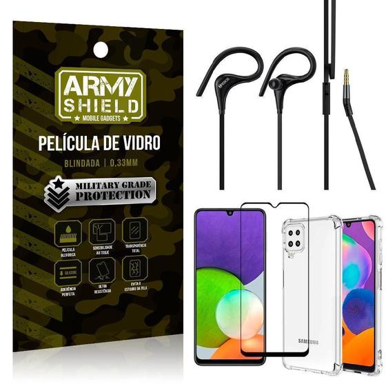 Imagem de Capinha Samsung A22 4G + Fone Sport Hs92 + Pelicula 3D