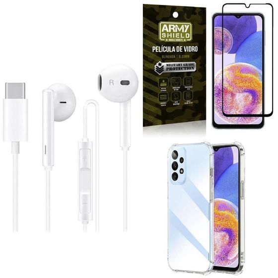 Imagem de Capinha Samsung A23 4G + Fone De Ouvido Tipo C + Película 3D