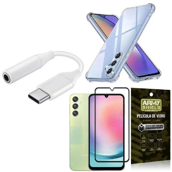 Imagem de Capinha Samsung A24 + adaptador Tipo C para Fone P2 + Película 3D