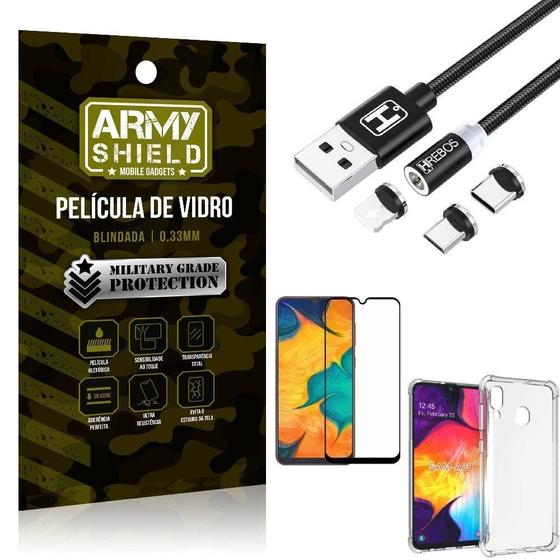 Imagem de Capinha Samsung A30 + Cabo Magnético 2M + Pelicula 3D Army