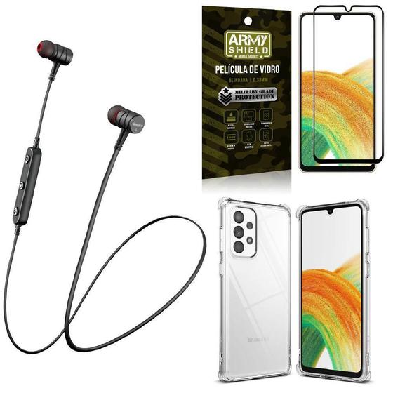 Imagem de Capinha Samsung A33 5G + Fone Bluetooth Hs-615 + Película 3D