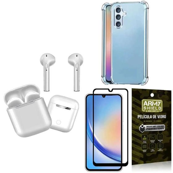 Imagem de Capinha Samsung A34 + Fone de Ouvido Bluetooth TWS + Película 3D