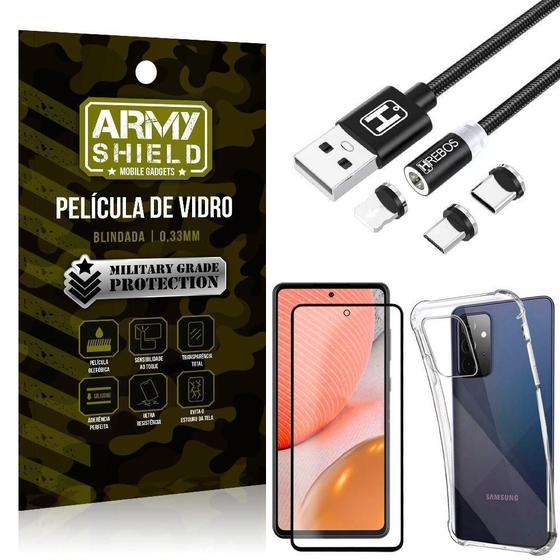 Imagem de Capinha Samsung A72 + Cabo Magnético 2M + Pelicula 3D Army