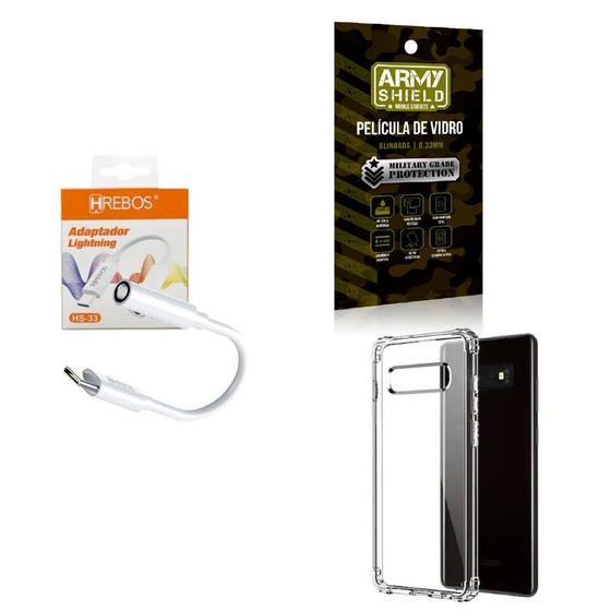 Imagem de Capinha Samsung S10 + Adaptador P2 para Tipo C + Película 3D