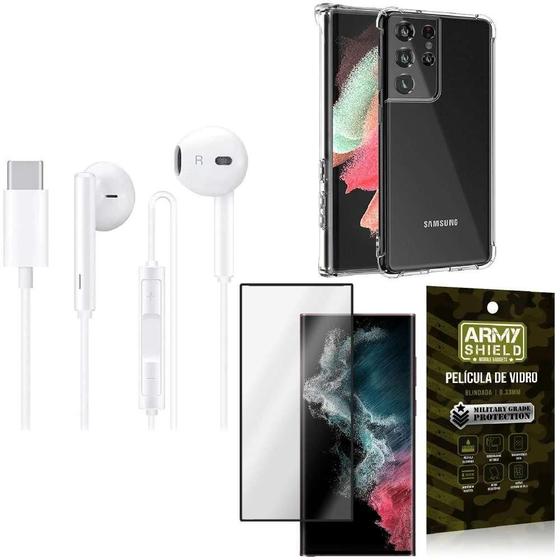 Imagem de Capinha Samsung S22 Ultra + Fone De Ouvido Tipo C + Película
