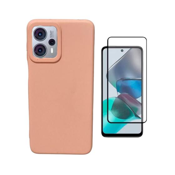 Imagem de Capinha Silicone Aveludada + Película Frontal Full Cover 3D Para Celular Moto G13