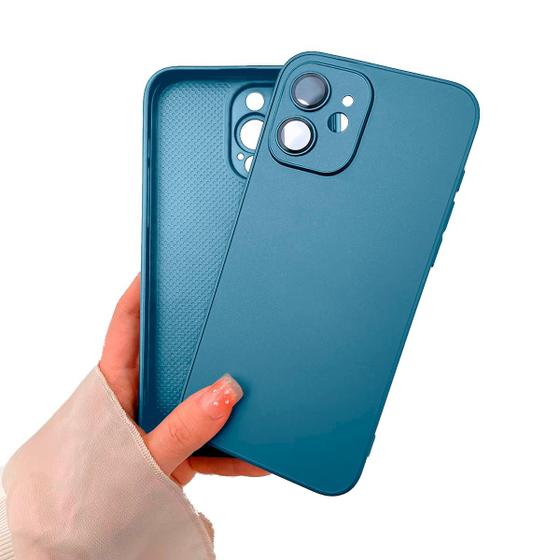 Imagem de Capinha Silicone Vidro Fosco Compatível com iPhone 12 Proteção de Câmera Lentes de Safira