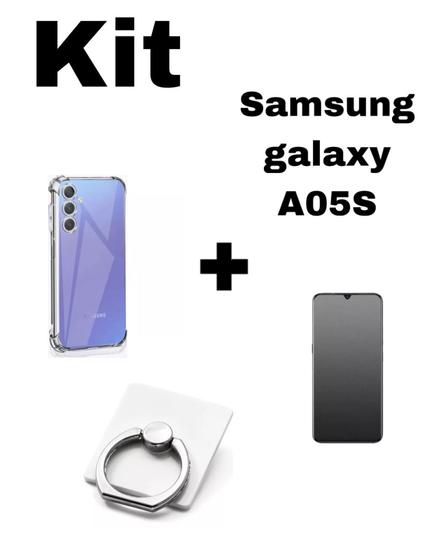 Imagem de Capinha Transparente + Película Fosca Privacidade + Suporte Anel Para Samsung Galaxy A05S