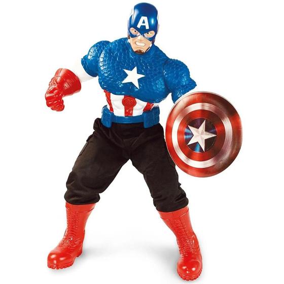 Imagem de Capitão América 50CM Com 10 FALAS E Sons Brinquedo Infantil MARVEL Vingadores Boneco ARTICULADO