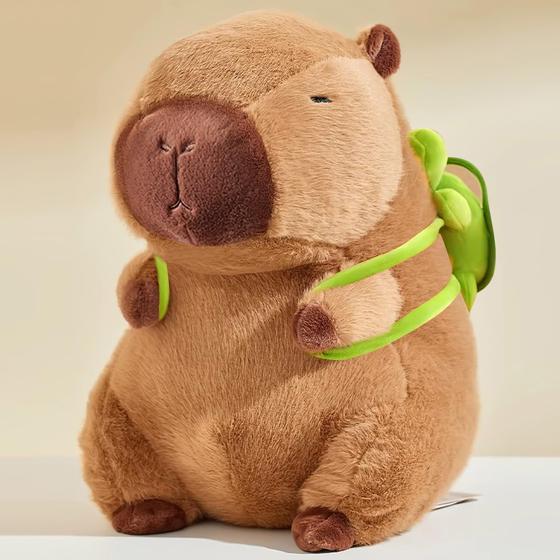 Imagem de Capivara de Pelúcia 25cm com Mochila de Tartaruga - Brinquedo de Pelúcia