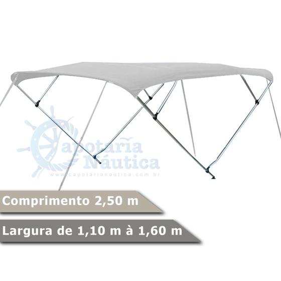 Imagem de Capota Toldo Nautico 4 Arcos 2,5m Comprimento P/ Lanchas, Barcos de Aluminio e Botes