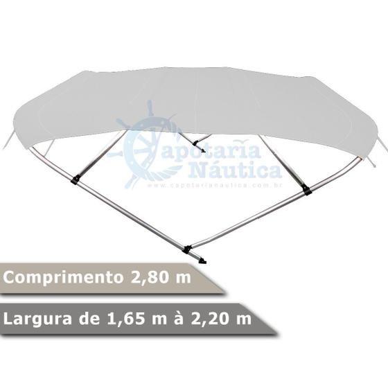 Imagem de Capota Toldo Nautico 4 Arcos 2,8 m Comprimento Estrutura Reforçada P/ Lanchas, Barcos de Aluminio e Botes