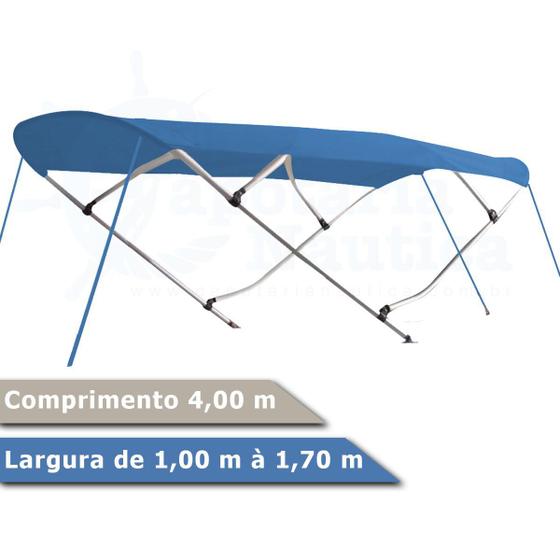 Imagem de Capota Toldo Nautico 4 Arcos 4m Comprimento Estrutura Reforçada P/ Lanchas, Barcos de Aluminio e Botes