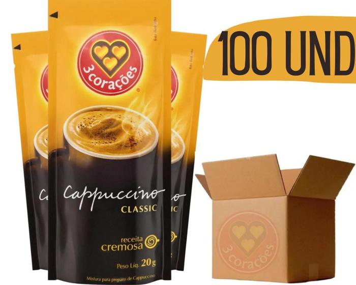 Imagem de Cappuccino 3 Corações Classic Em Sachê 20G - 100 Unidades