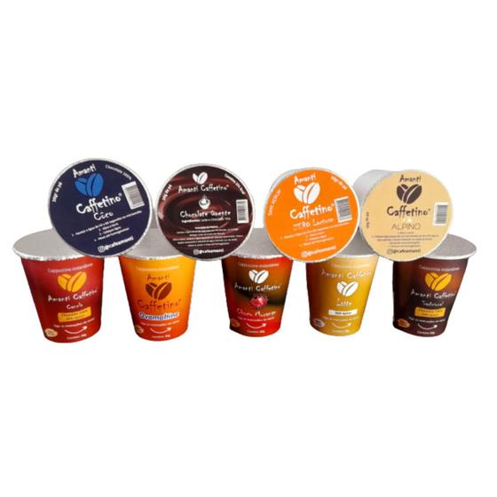 Cappuccino Instantâneo em pó - Copo 180ml - Amanti Caffetino - Kit 10 unidades Menor preço em Cappuccino Instantâneo em pó - Copo 180ml - Amanti Caffetino - Kit 10 unidades