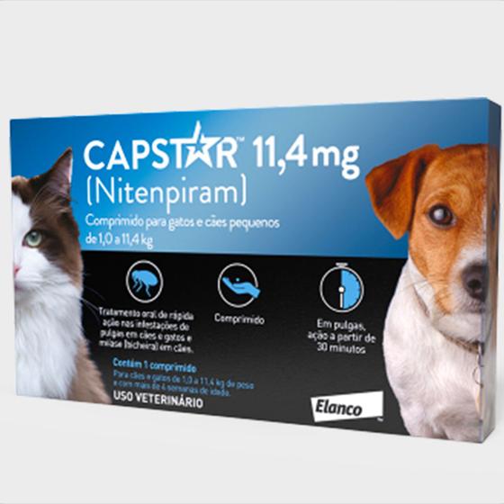 Imagem de Capstar 11,4 mg Elanco para Cães e Gatos até 11,4 Kg - 6 Comprimidos