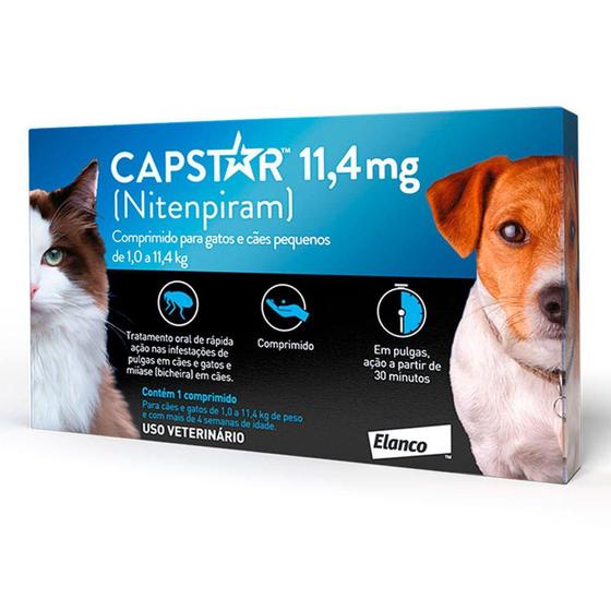 Imagem de Capstar 11,4mg para Cães e Gatos de 1,0 a 11,4kg com 1 Comprimido
