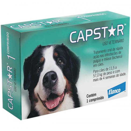 Capstar 57 mg antipulgas para cães de 11,4 a 57 kg 1 comprimido