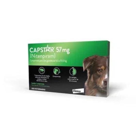 Imagem de Capstar 57mg: antipulgas para cães de 11,4 a 57 kg 6 comprimidos