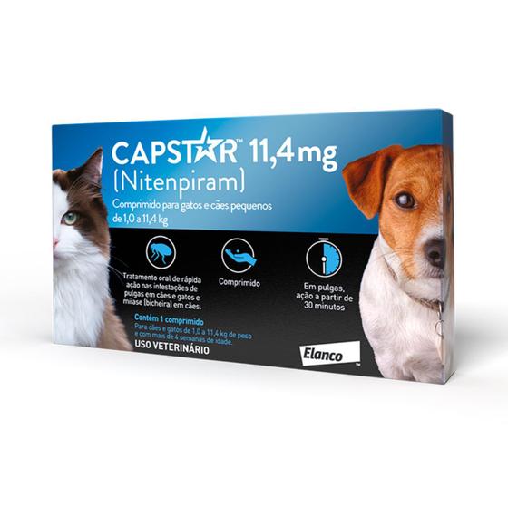 Imagem de Capstar Antipulgas  para Cães e Gatos 11,4mg com 6 comprimidos