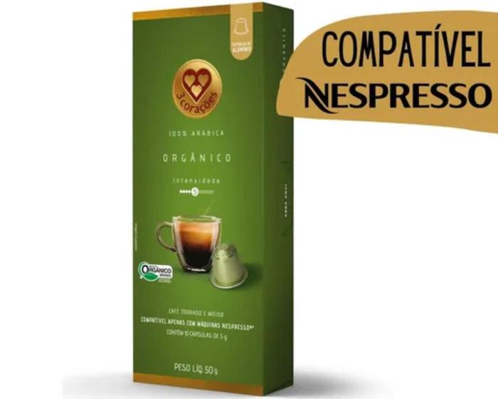 Imagem de Capsula de Café 3 Corações Orgânico Compatível Nespresso c/10