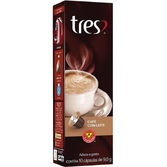 Imagem de Cápsula de Café com Leite Tres 9g CX 10 UN 3 Corações