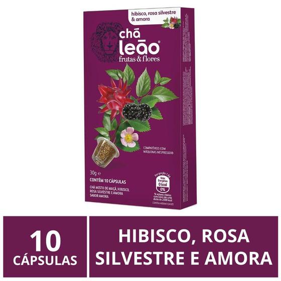 Imagem de Cápsulas p/ Nespresso Chá Leão, Hibisco Rosa Silvestre Amora